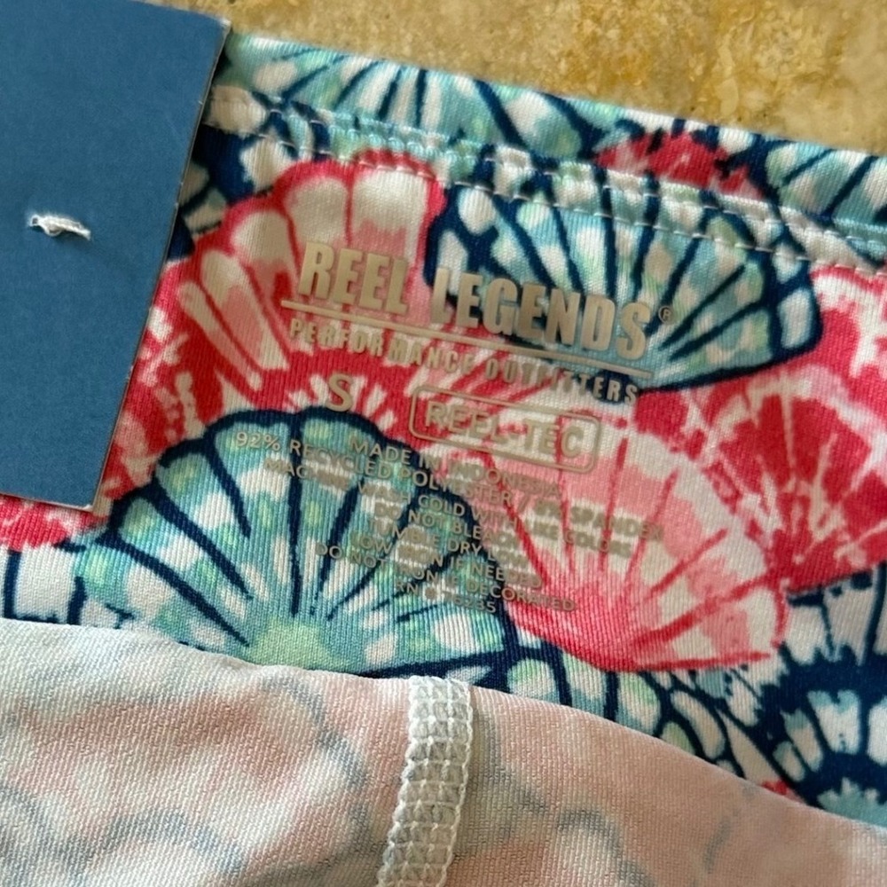 Reel Legends Reel-Tec Shell Print Performance Skort Pink Blue UPF 50 S Coastal - Picture 3 of 5